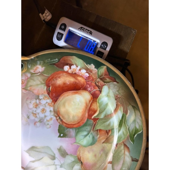 Vtg Thomas Sevres Bavaria GRANADA Pear Tray w/ Handles Hand Painted Signed Plate - Picture 8 of 8